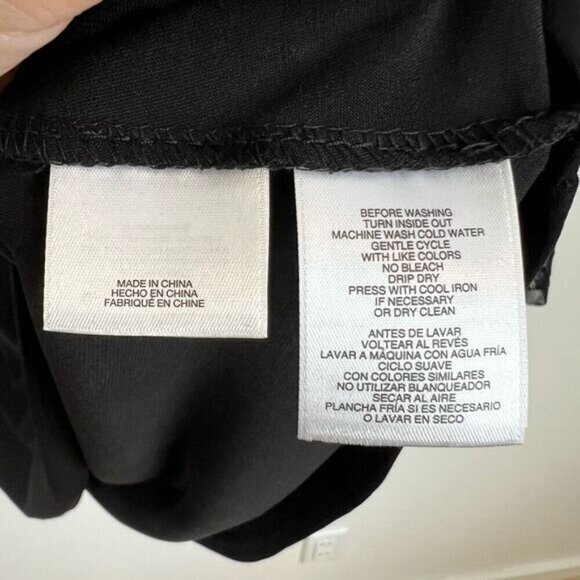 Vintage Anne Klein Women’s Medium Black Sheer Sleeves Blouse Top Shirt Polka - Picture 9 of 13